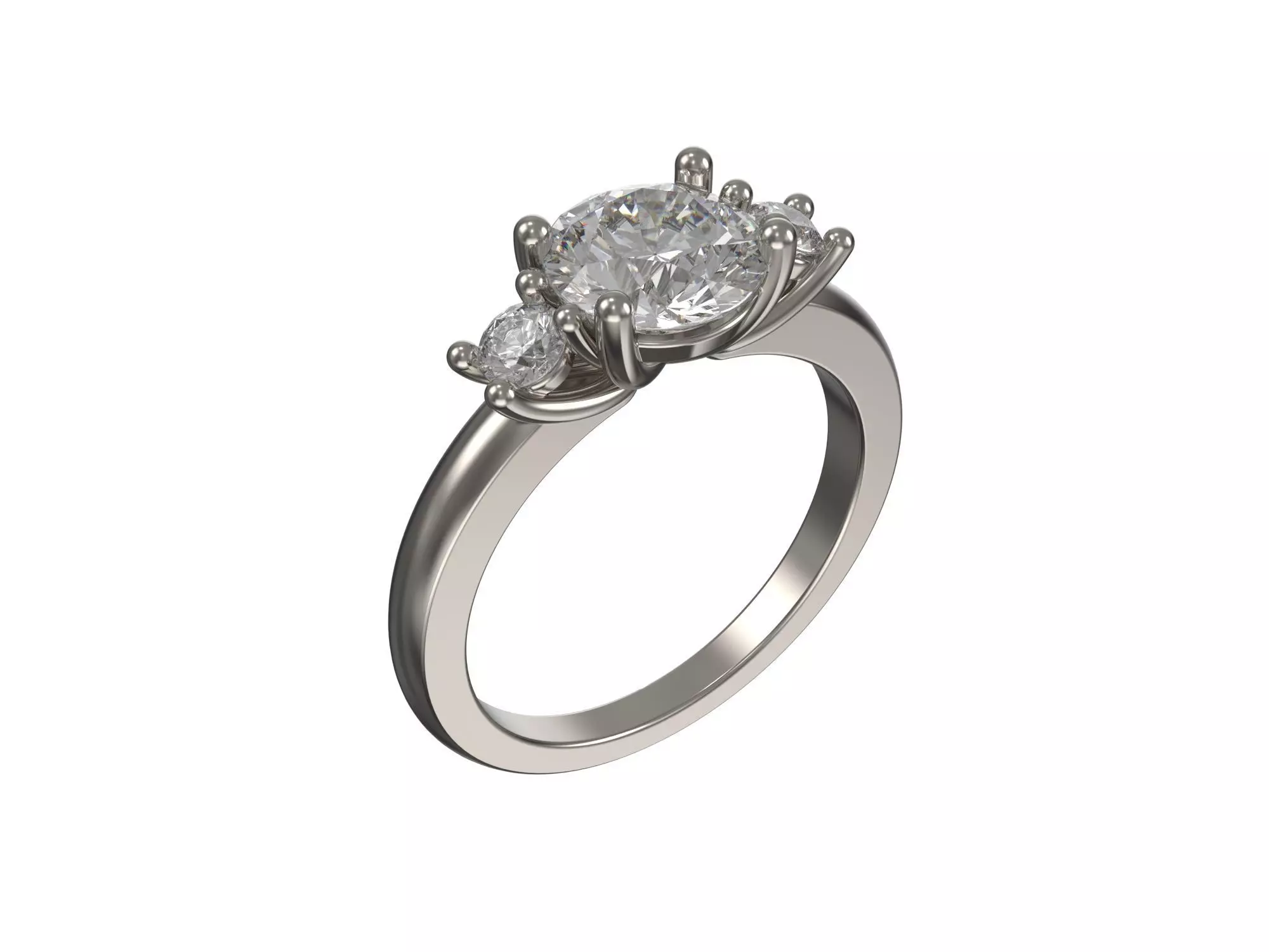 Engagement ring with round diamonds 3D print model_0