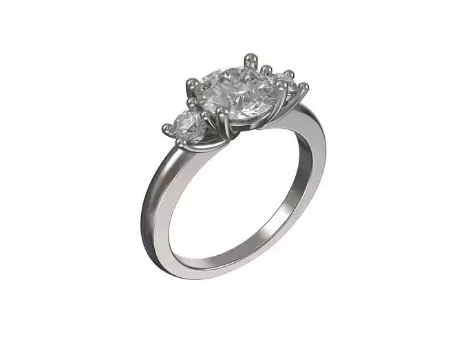 Engagement ring with round diamonds