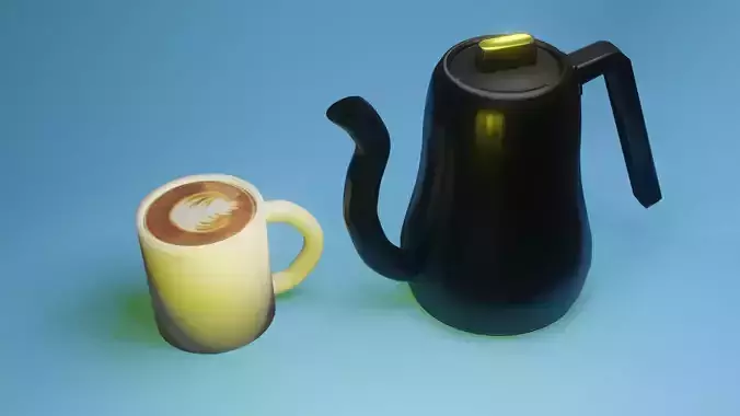 coffee MODEL SET pot and cup of
