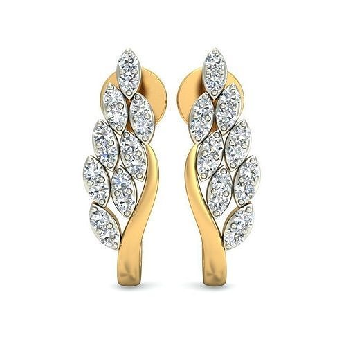 Stylish Flower Earrings with Diamonds 3D print model
