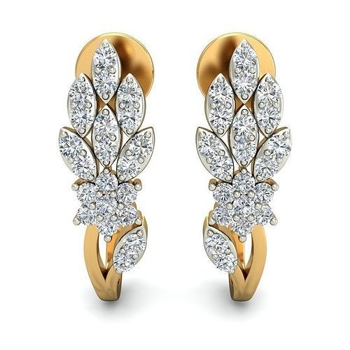 Stylish Flower Earrings with Diamonds 3D print model