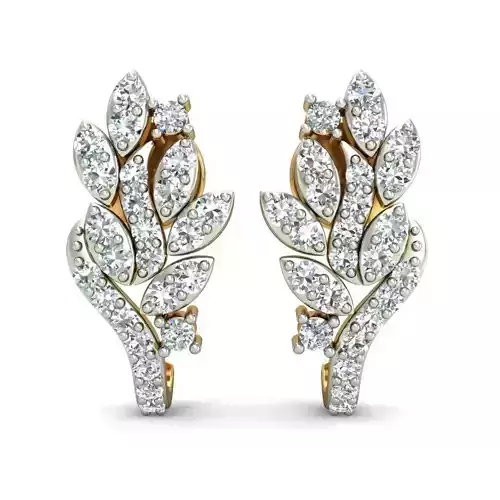 Stylish Flower Earrings with Diamonds 3D print model