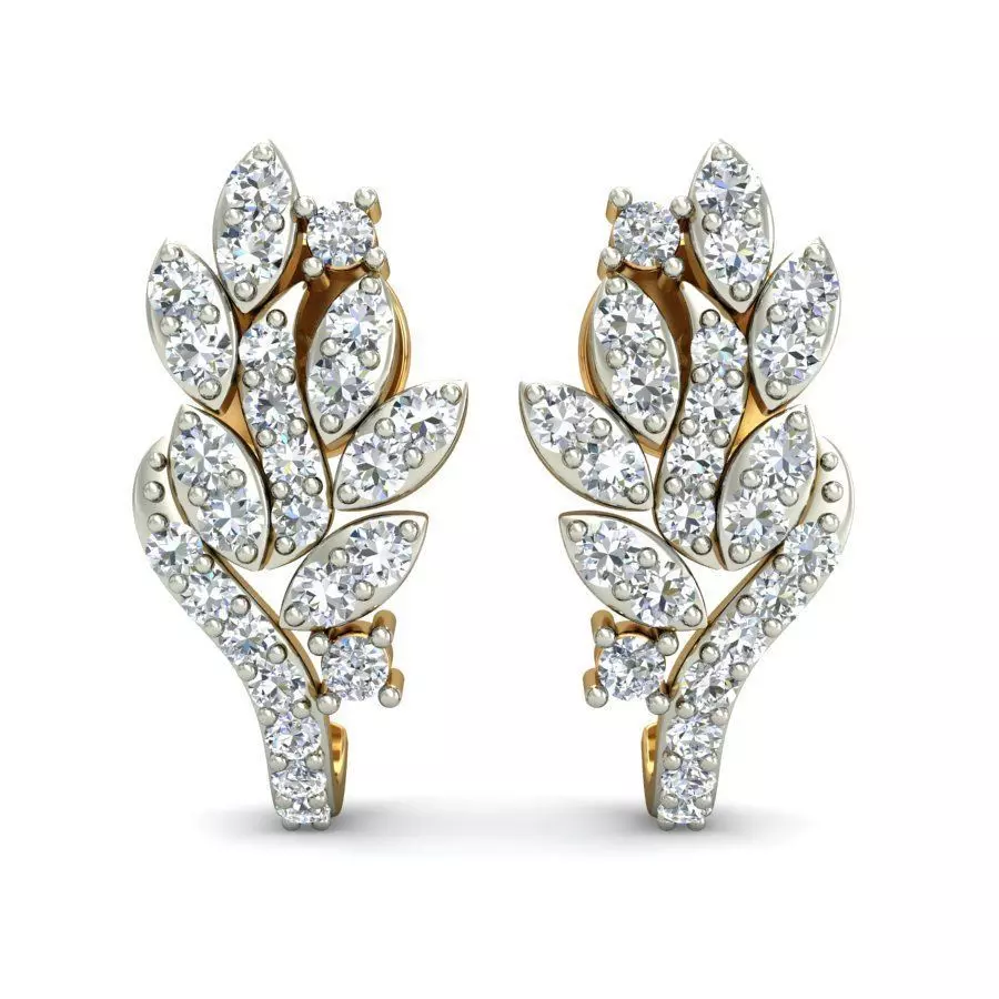 Stylish Flower Earrings with Diamonds 3D print model_0