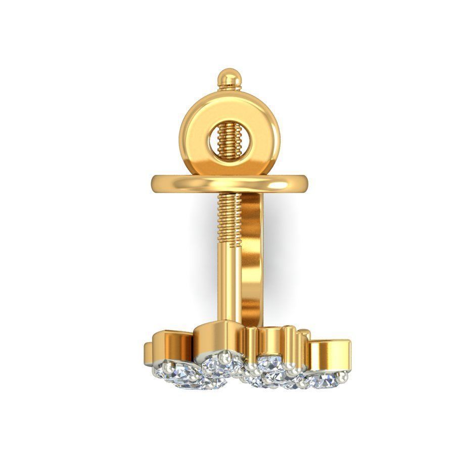 Stylish Flower Earrings with Diamonds 3D print model_4