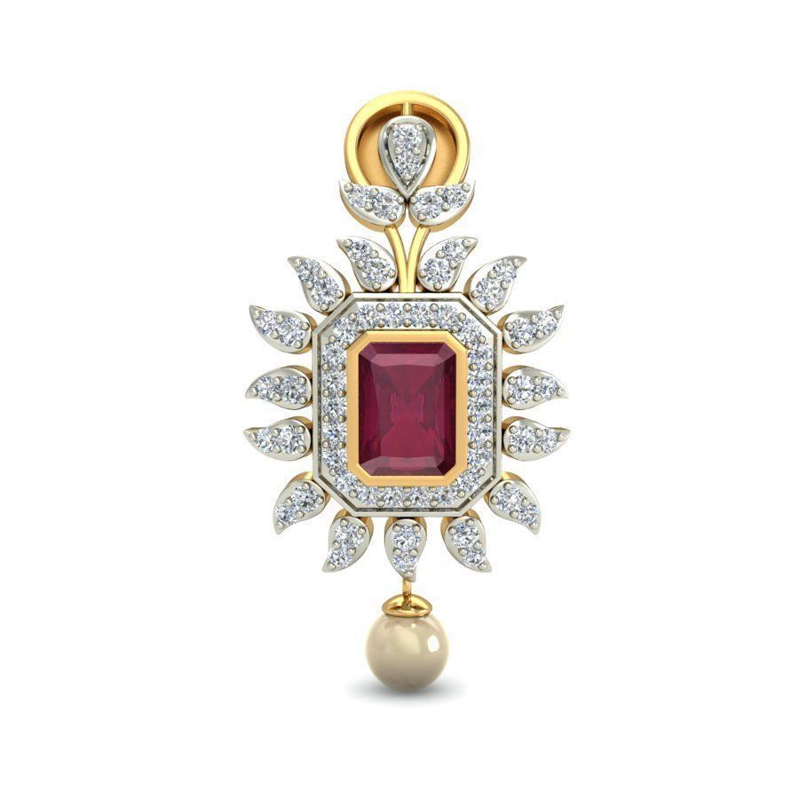 Bezel Set Emerald Diamond Earrings with Diamonds 3D print model_1