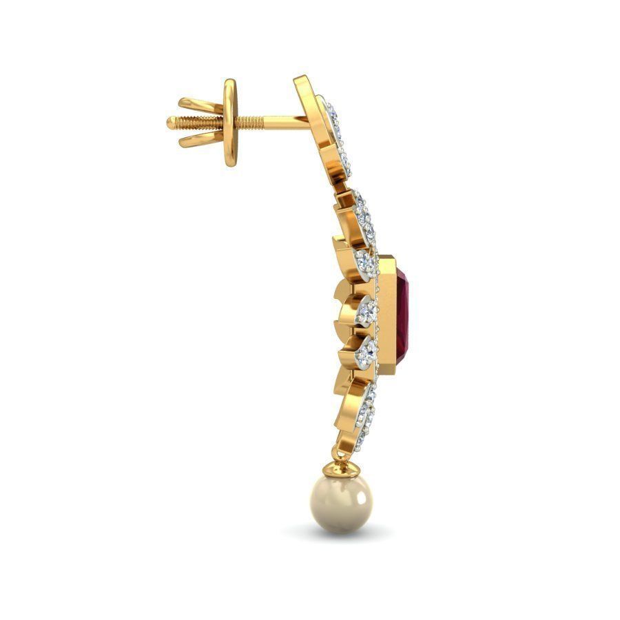 Bezel Set Emerald Diamond Earrings with Diamonds 3D print model_2