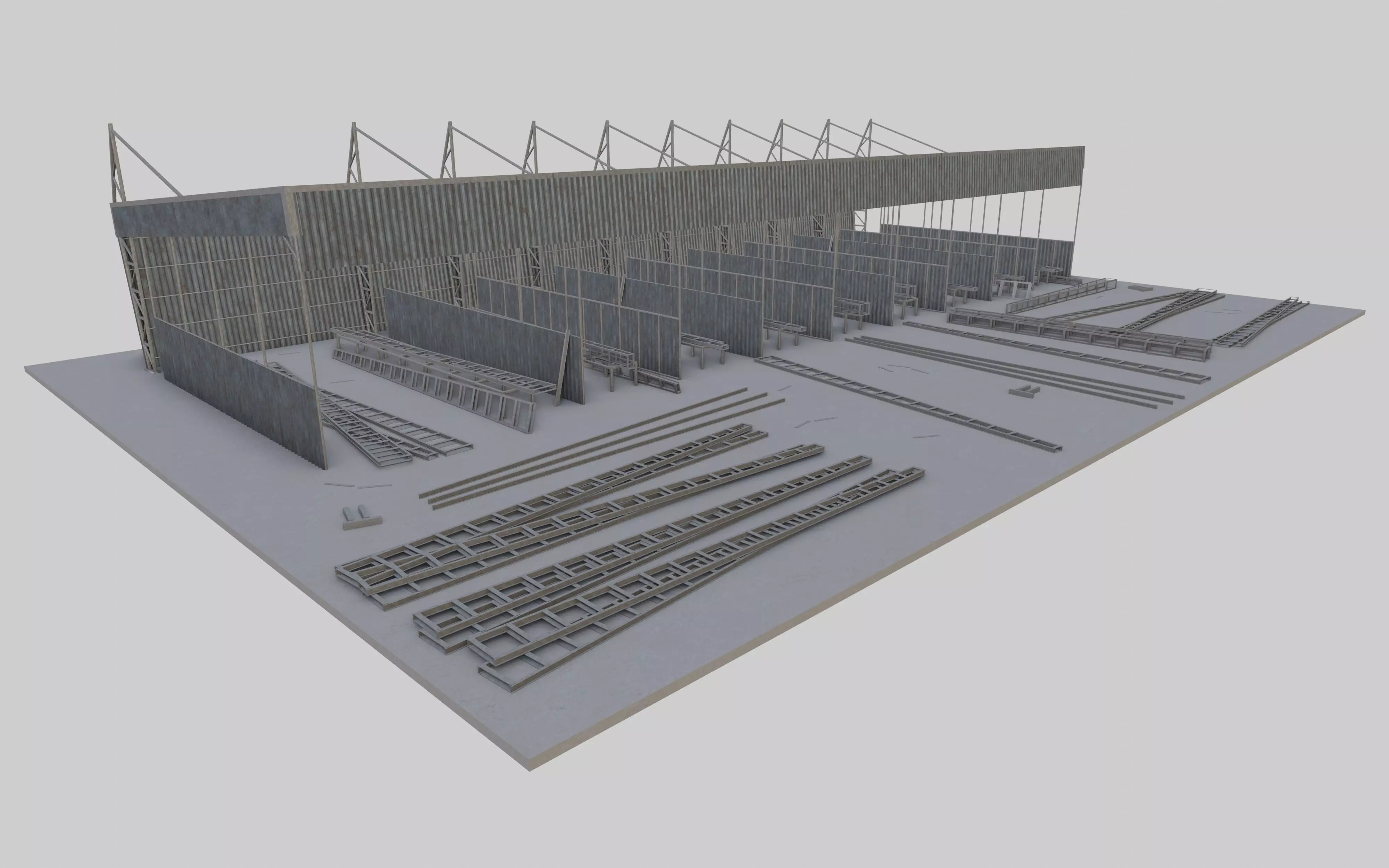 Mini Warehouse And Factory Building Free 3D model