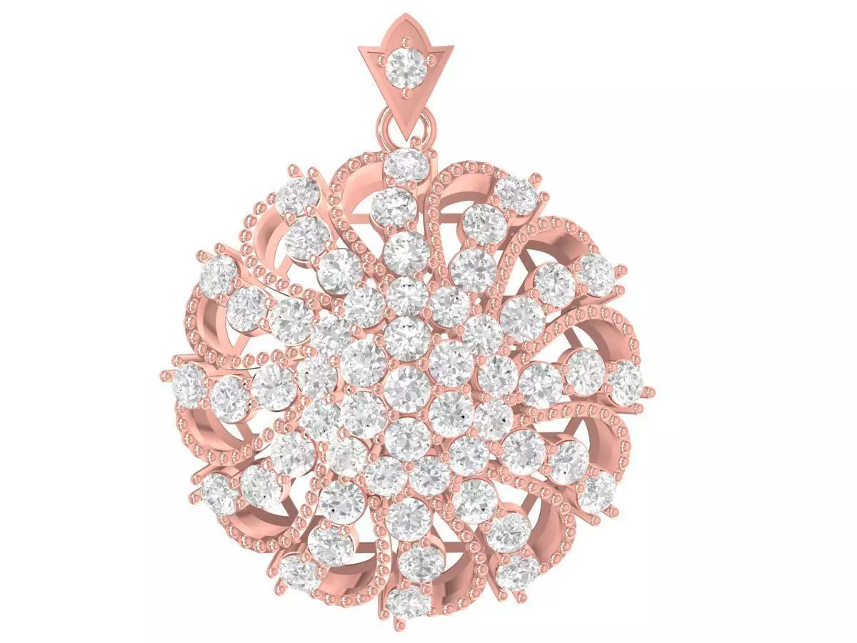 Luxury Round Pave Diamond Pendant 3D Model 3466 3D print model
