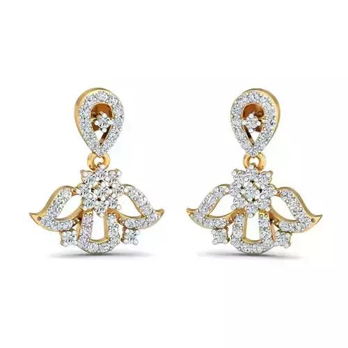 Women Solitaire Earring 3DM STL OBJ FBX Render Details