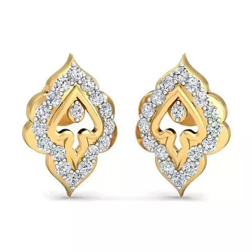 Women Solitaire Earring 3DM STL OBJ FBX Render Details