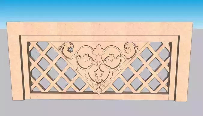 indian jodhpuri stone railing 3D model