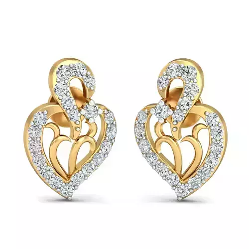 Women Solitaire Heart Earring 3DM STL OBJ FBX Render Details
