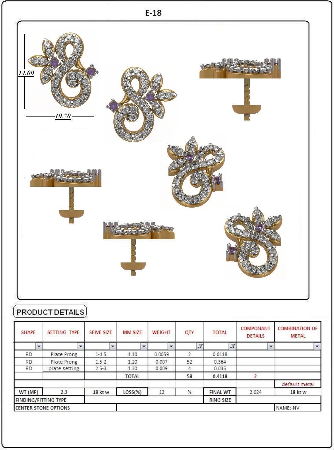 Women Solitaire Earring 3DM STL OBJ FBX Render Details 3D print model_4