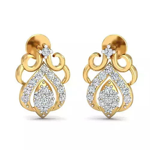 Women Solitaire Earring 3DM STL OBJ FBX Render Details