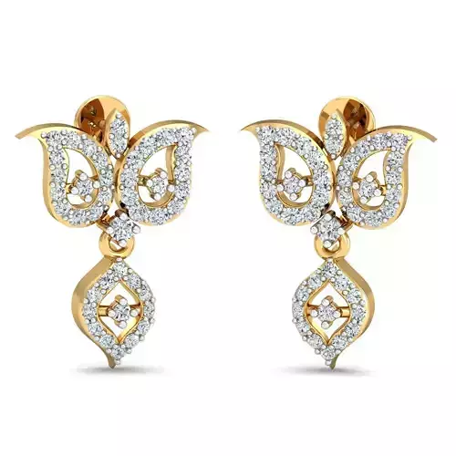 Women Solitaire Earring 3DM STL OBJ FBX Render Details