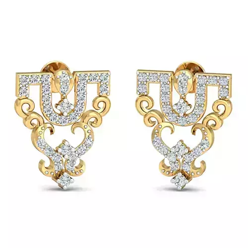 Women Solitaire Earring 3DM STL OBJ FBX Render Details