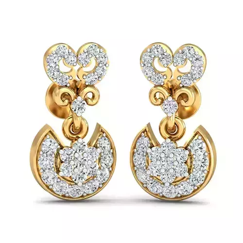 Women Solitaire Earring 3DM STL OBJ FBX Render Details