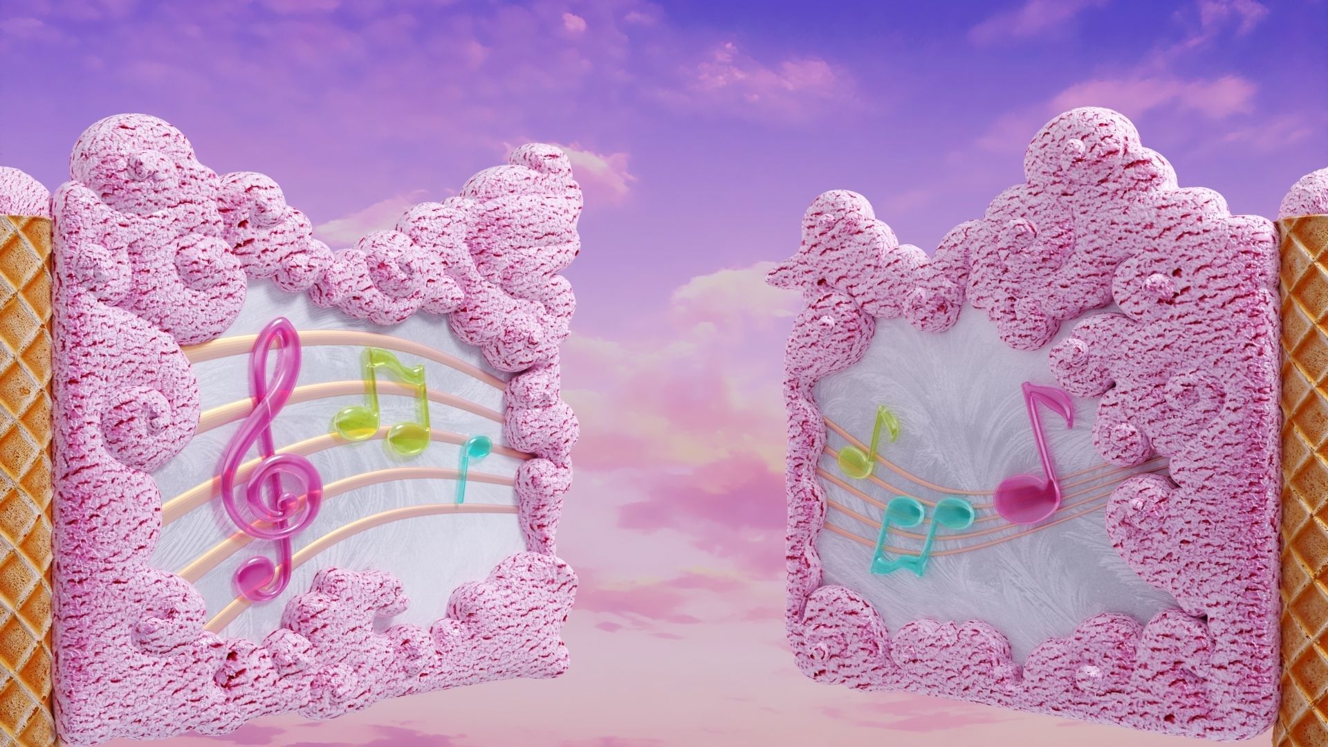 gate to heaven icecream whipped cream and clouds ice cream Low-poly 3D model_3