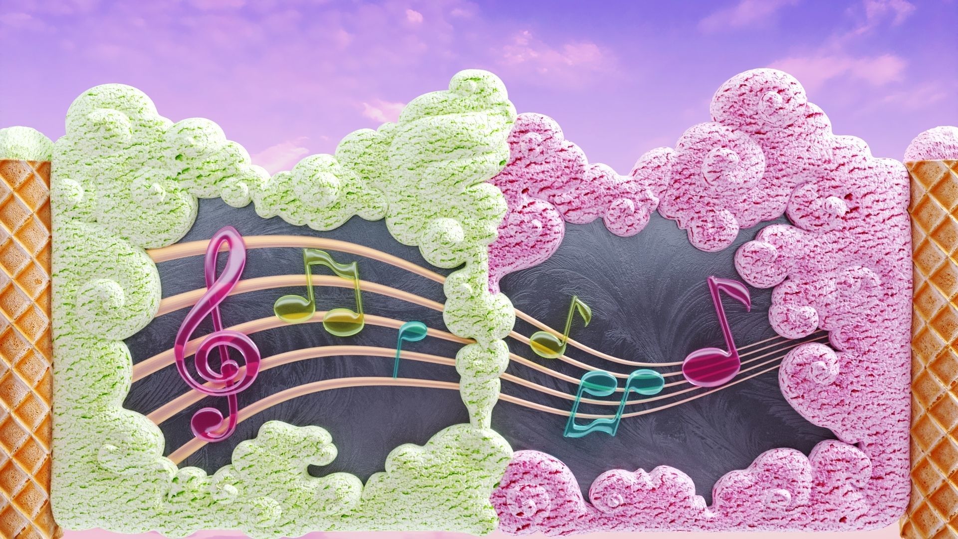 gate to heaven icecream whipped cream and clouds ice cream Low-poly 3D model_4