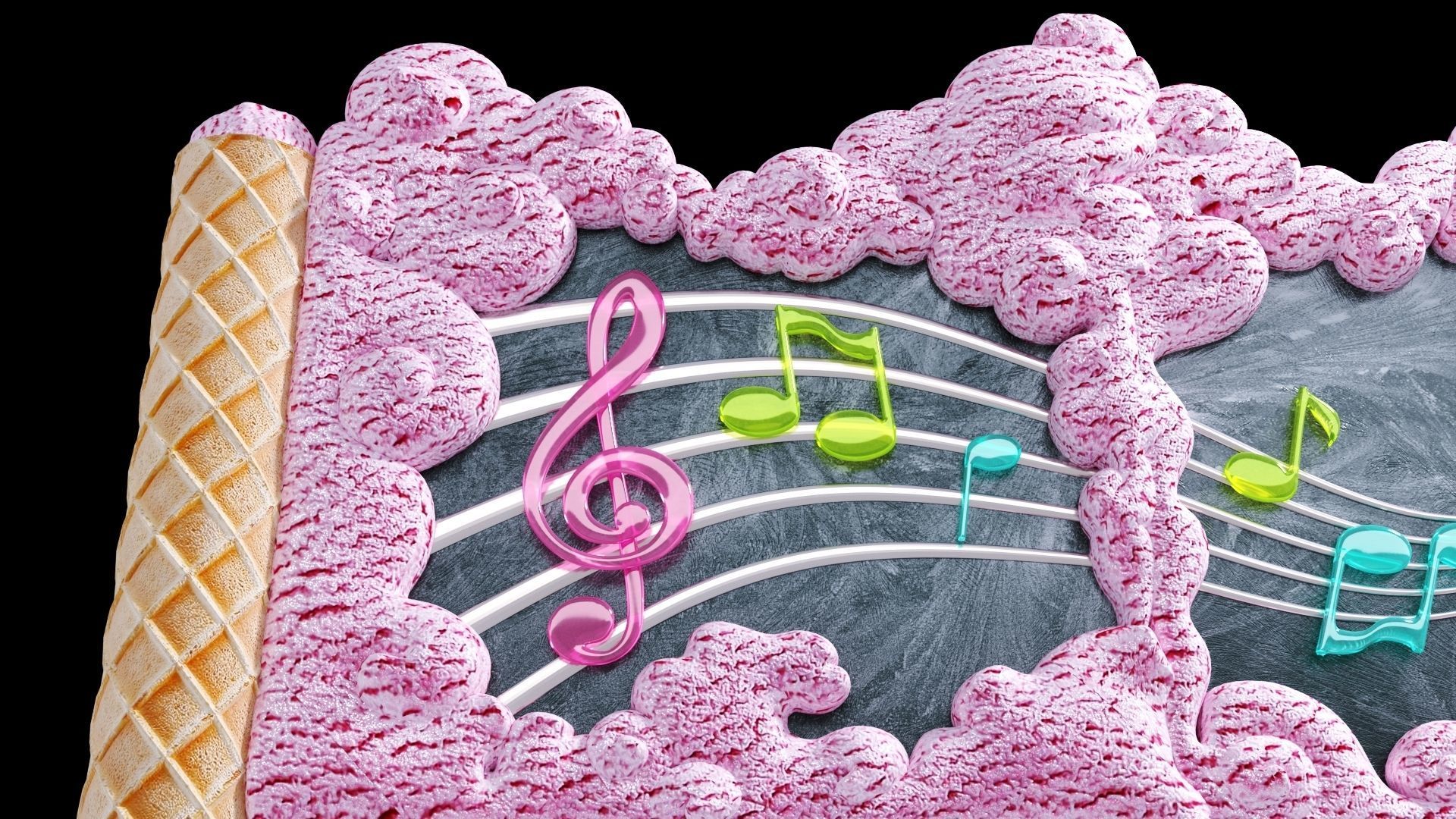 gate to heaven icecream whipped cream and clouds ice cream Low-poly 3D model_1