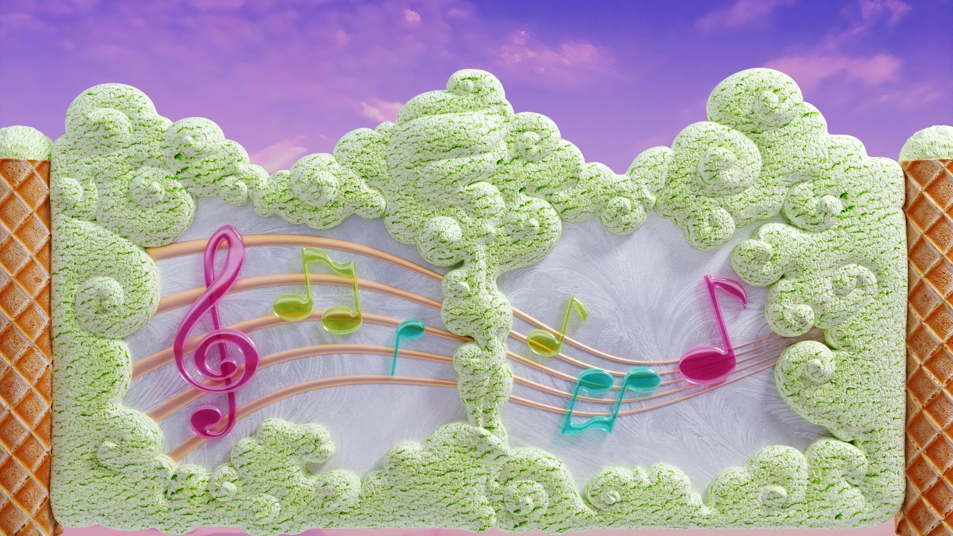 gate to heaven icecream whipped cream and clouds ice cream Low-poly 3D model_7