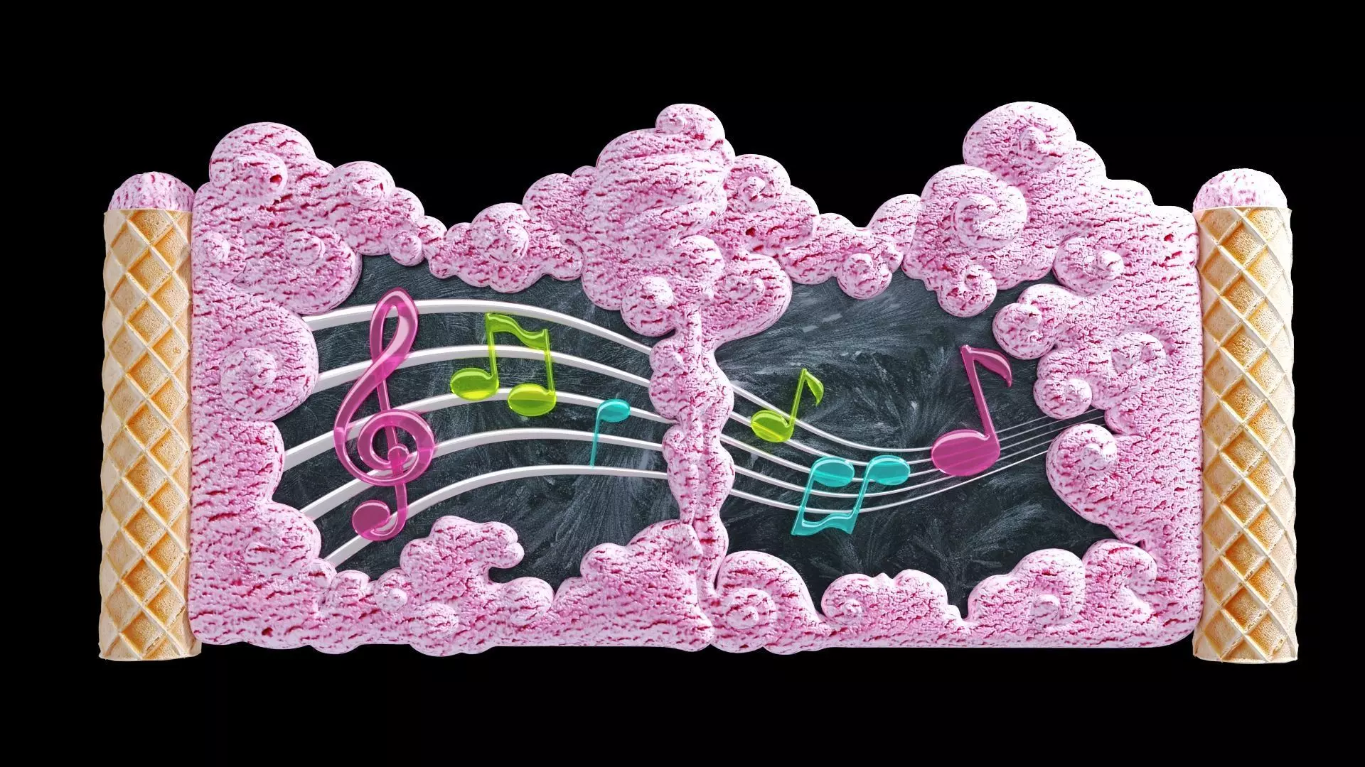 gate to heaven icecream whipped cream and clouds ice cream Low-poly 3D model_0