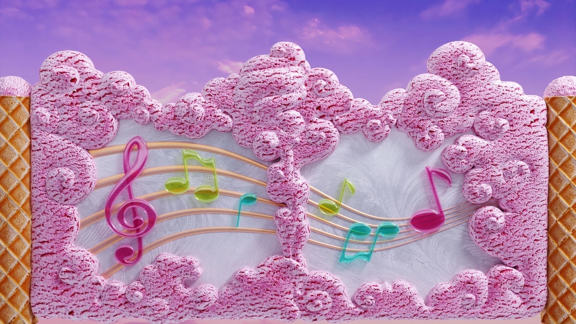 gate to heaven icecream whipped cream and clouds ice cream Low-poly 3D model_10