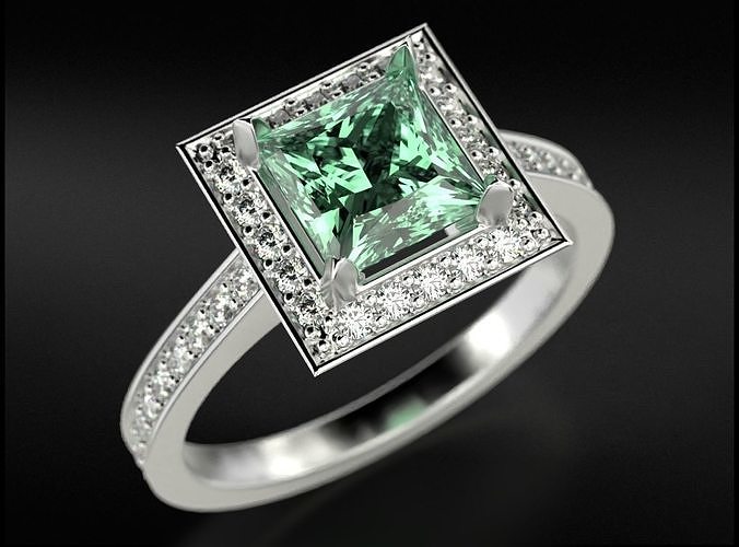 Princess diamond engagement ring 739 3D print model
