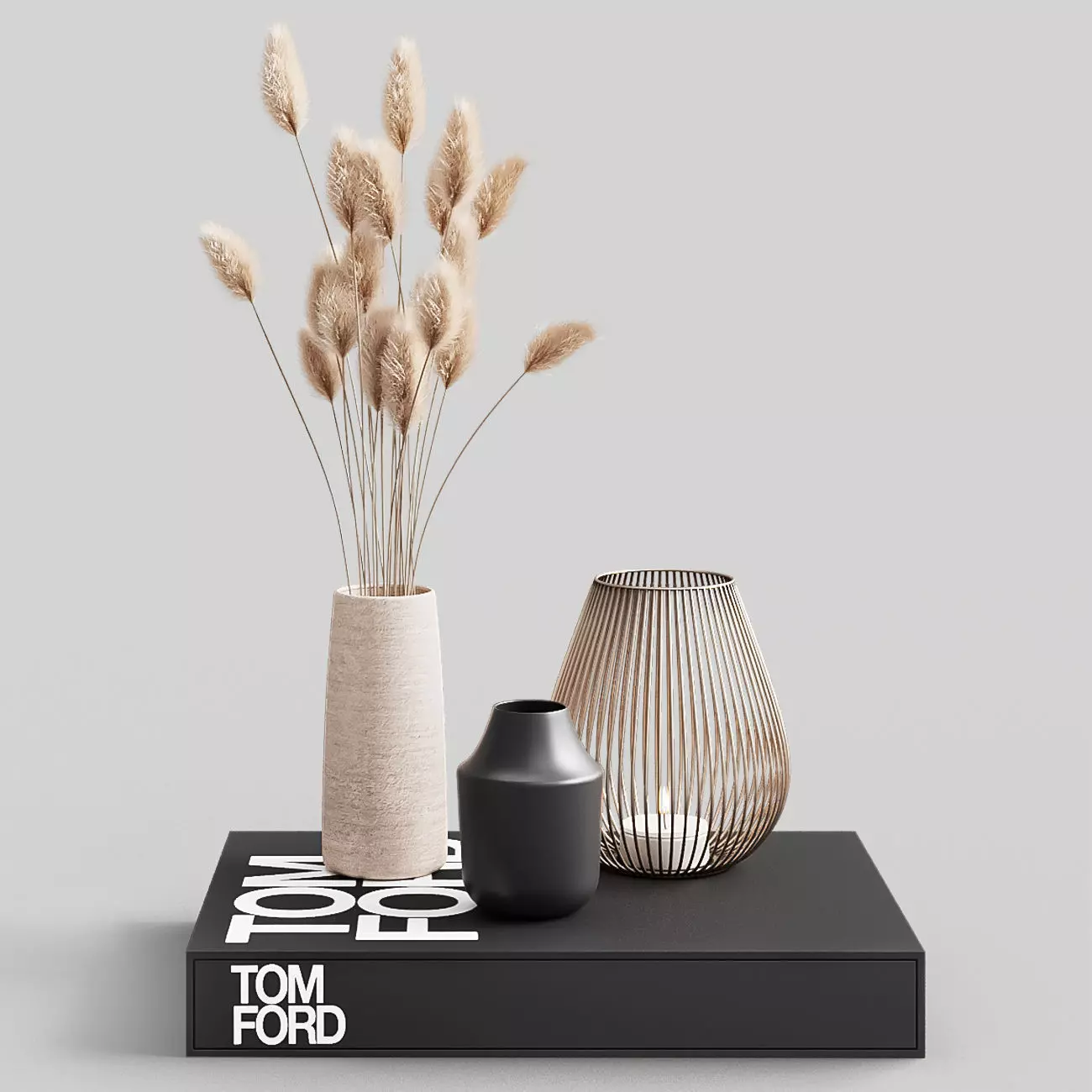 Decorative set with dried flowers 3D model