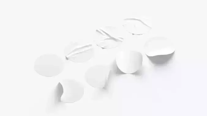 White  Stickers  set - 8 adhesive sticky labels Low-poly 3D model
