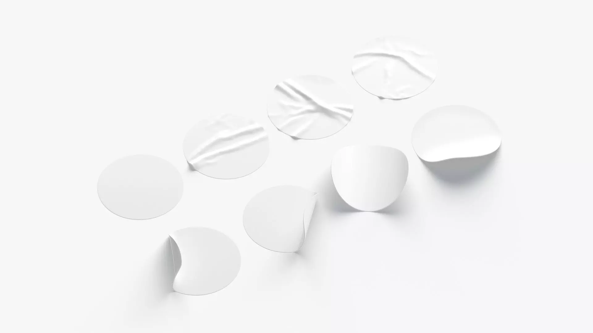 White  Stickers  set - 8 adhesive sticky labels Low-poly 3D model_0