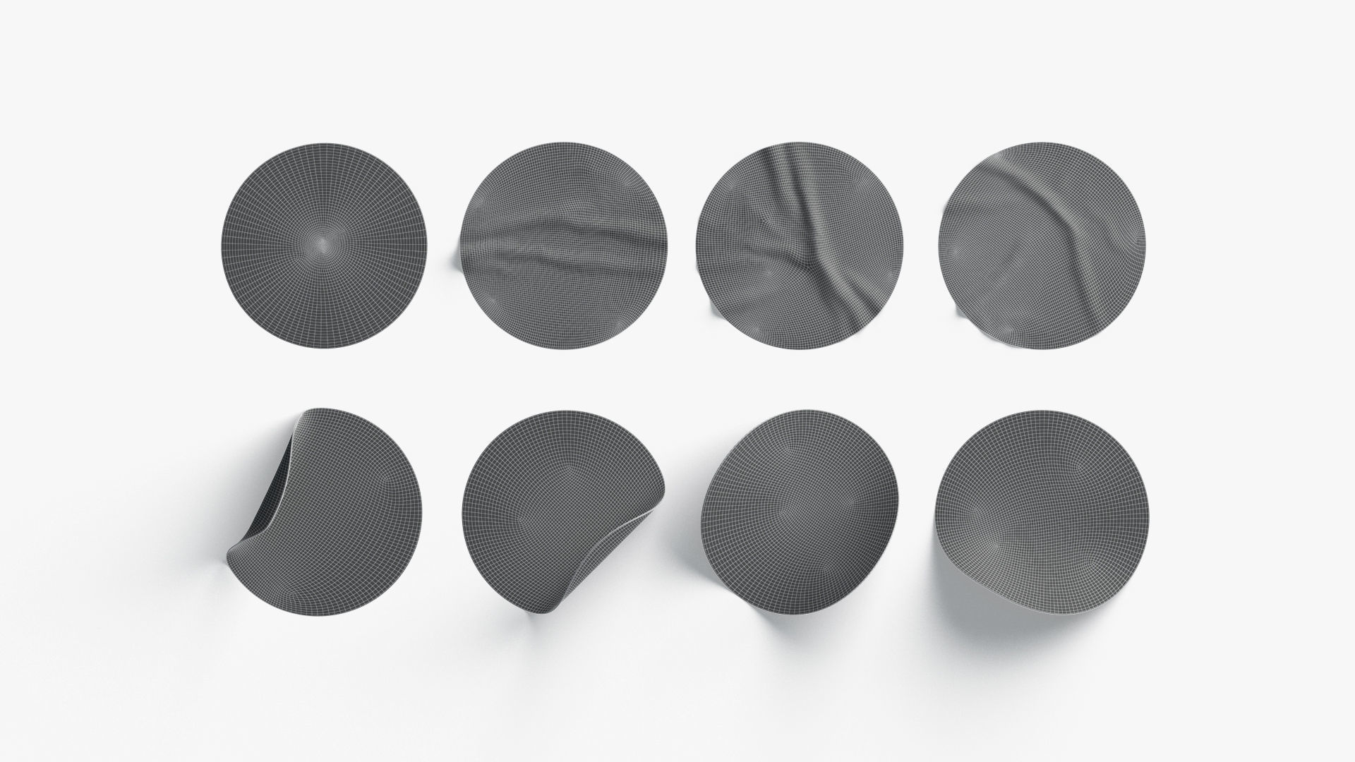 White  Stickers  set - 8 adhesive sticky labels Low-poly 3D model_6