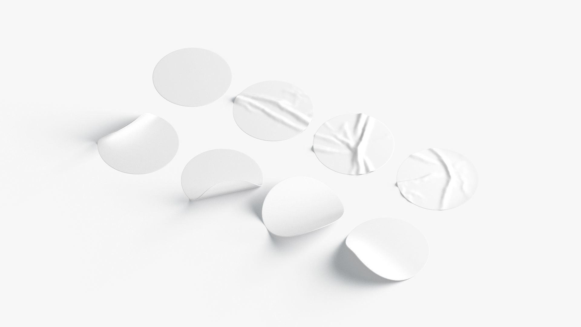 White  Stickers  set - 8 adhesive sticky labels Low-poly 3D model_2