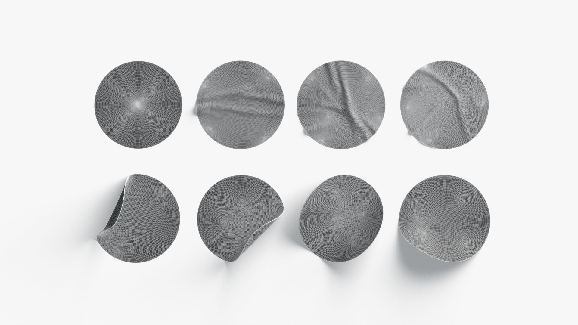 White  Stickers  set - 8 adhesive sticky labels Low-poly 3D model_7