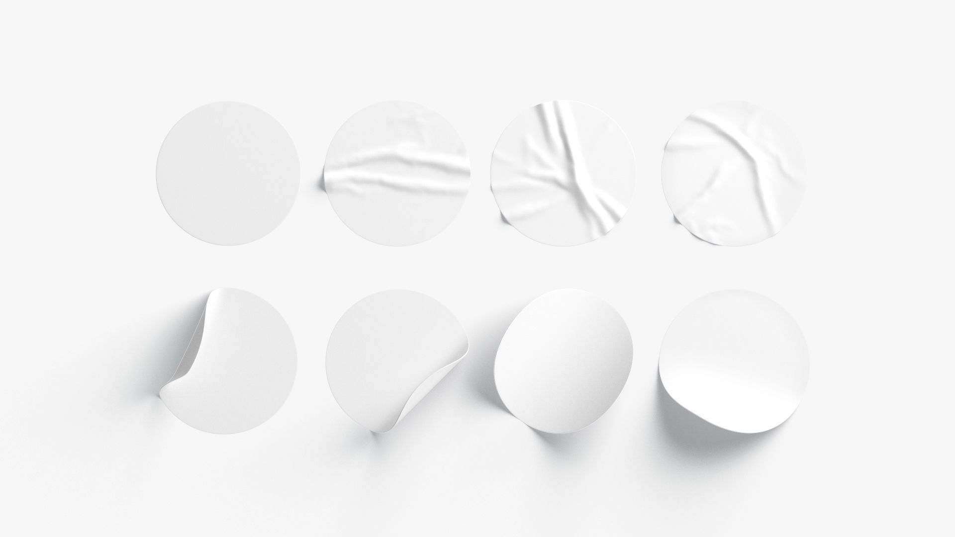 White  Stickers  set - 8 adhesive sticky labels Low-poly 3D model_1