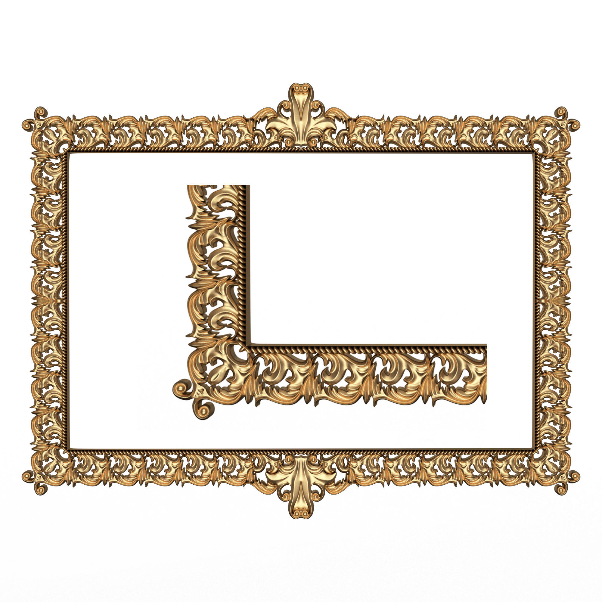 Classic Frame and Mirror Collection 02 Low-poly 3D model_1