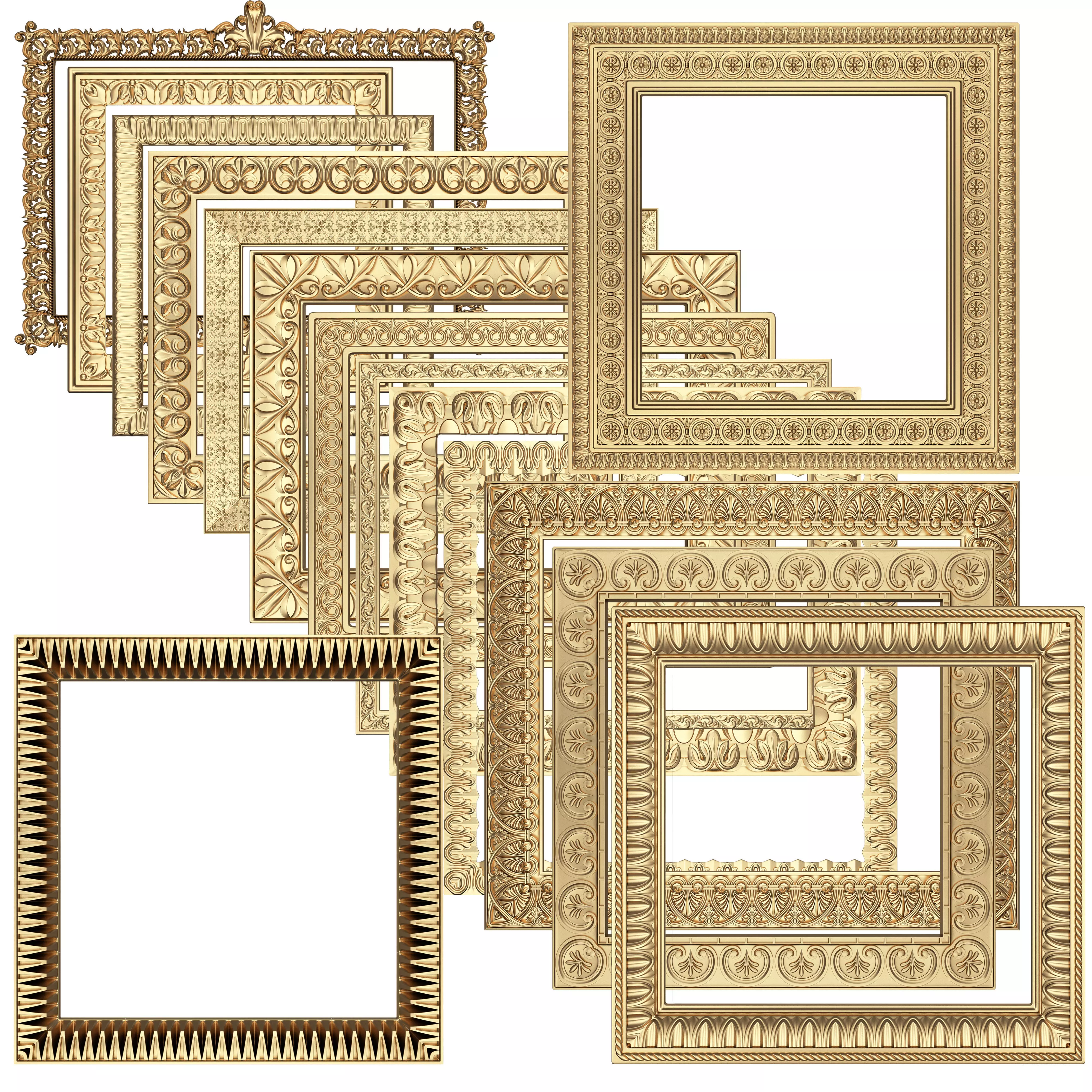 Classic Frame and Mirror Collection 02 Low-poly 3D model_0