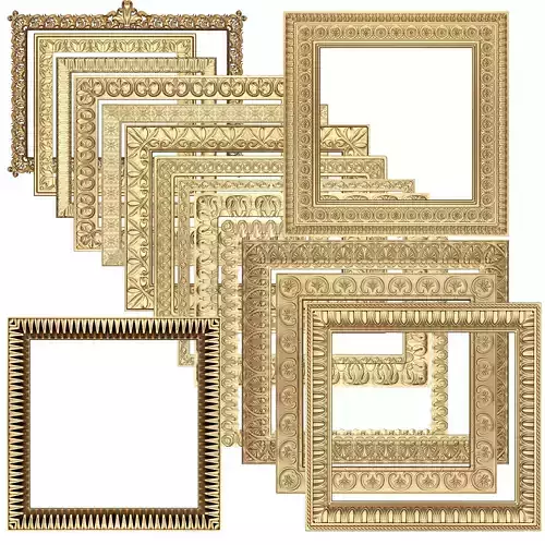 Classic Frame and Mirror Collection 02 Low-poly 3D model
