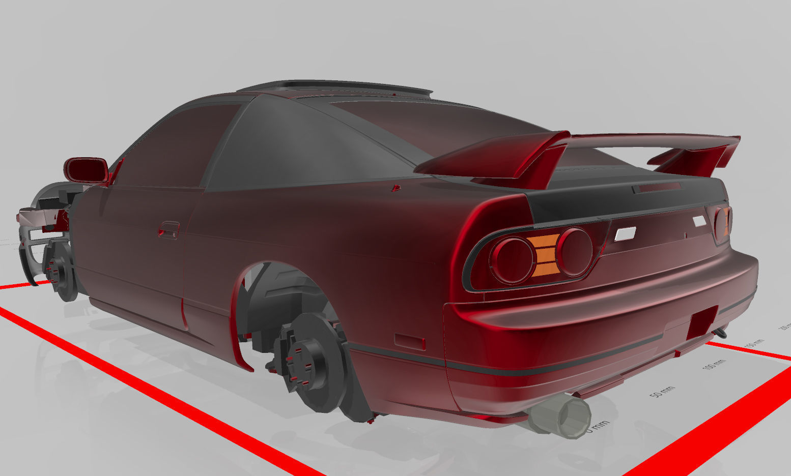 180SX Type X wing for RC 3D print model_4