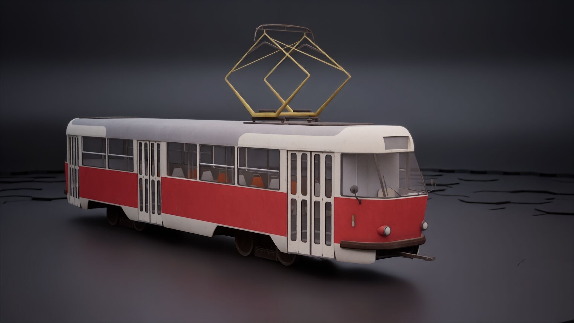 Prague tram 3D model_2