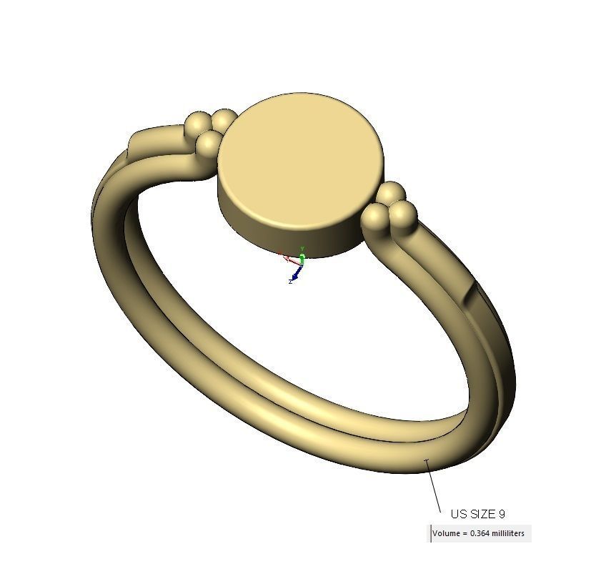 Triple rope and bead round coin signet US sizes 5to9 3D print model_11