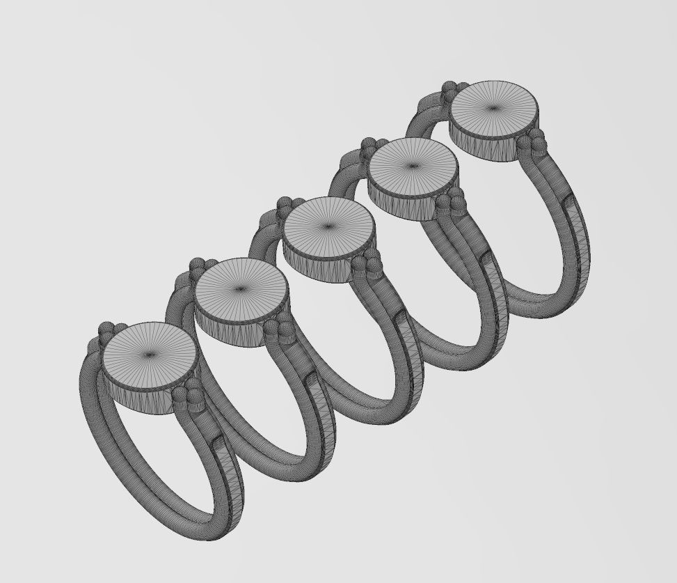 Triple rope and bead round coin signet US sizes 5to9 3D print model_12