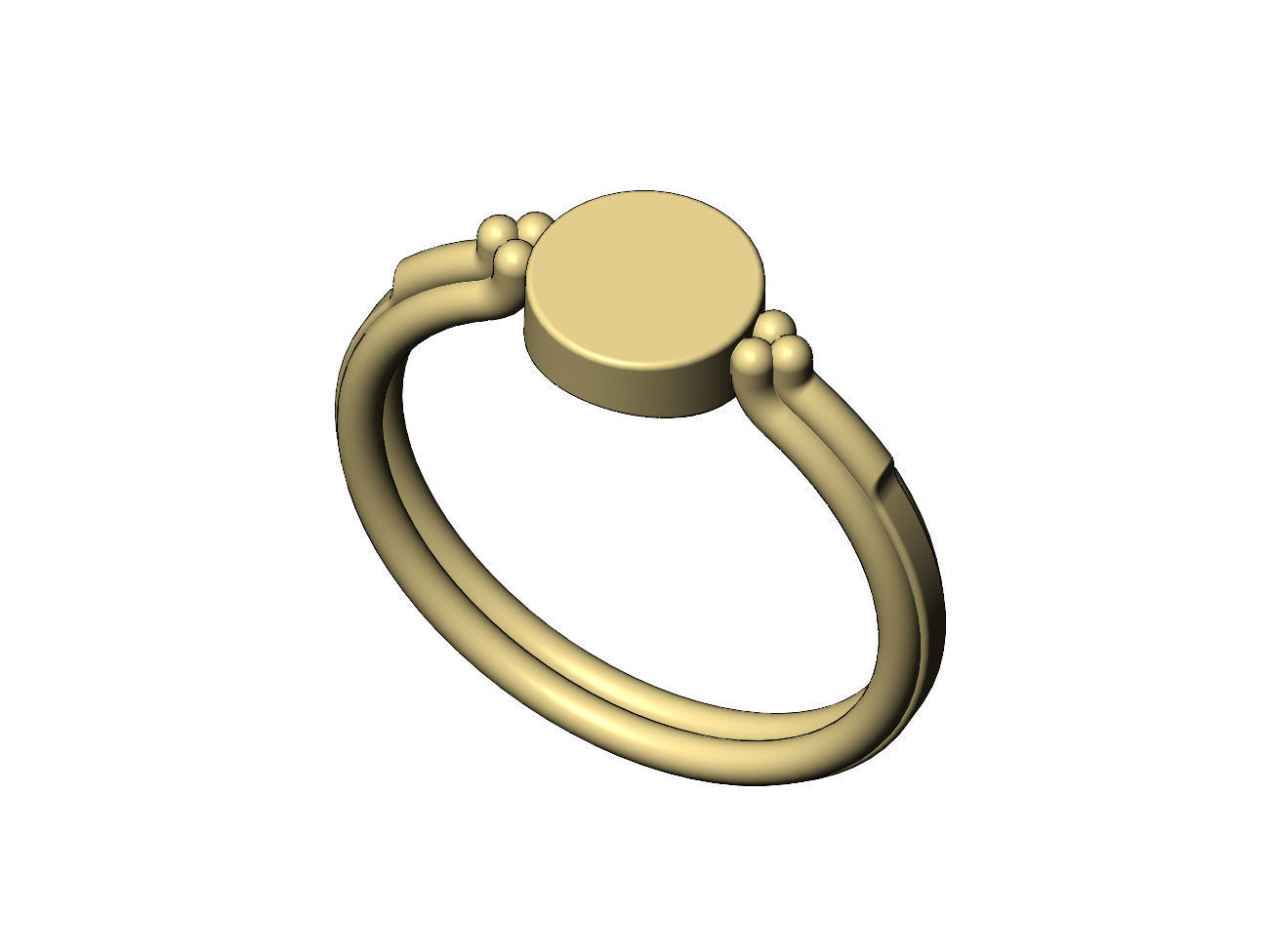 Triple rope and bead round coin signet US sizes 5to9 3D print model_6