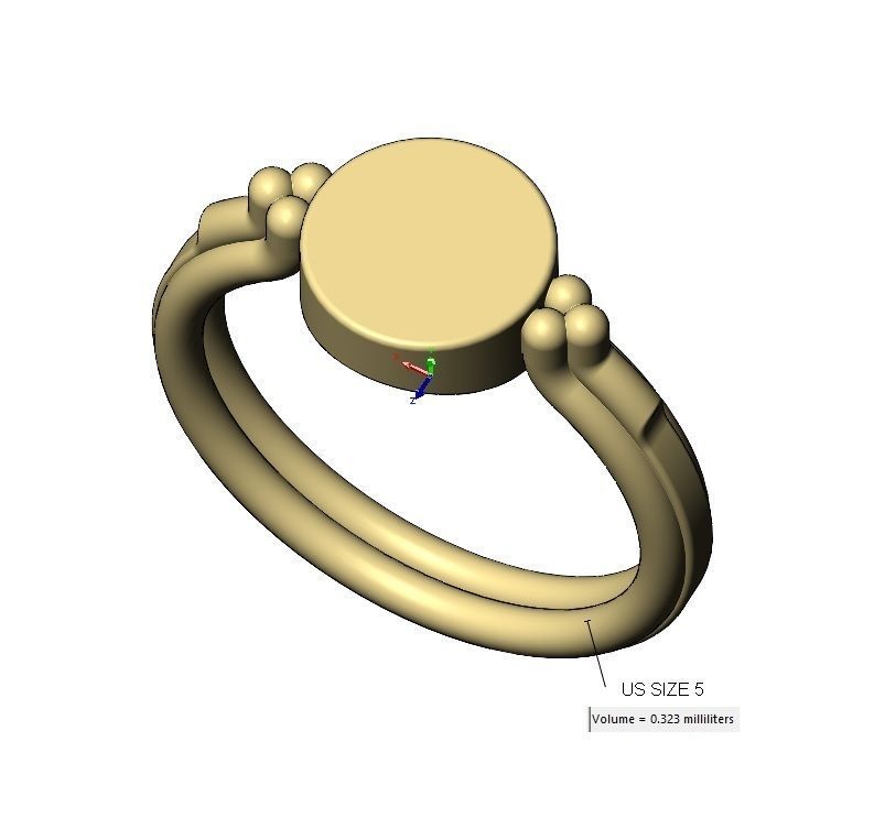 Triple rope and bead round coin signet US sizes 5to9 3D print model_10