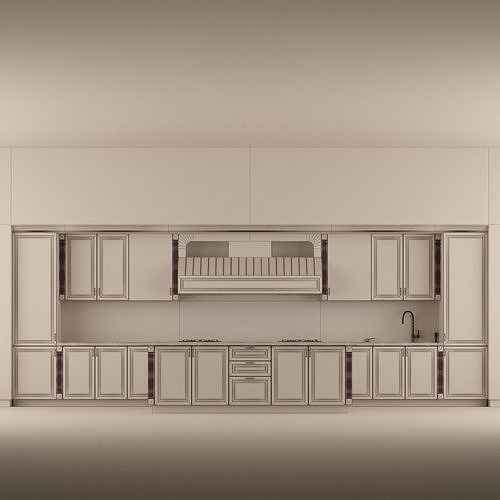 Kitchen 5 with cabinets and marble counter tops 3D model 3