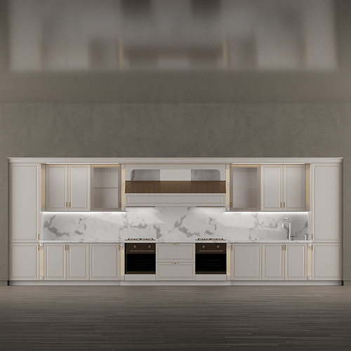 Kitchen 5 with cabinets and marble counter tops 3D model 4