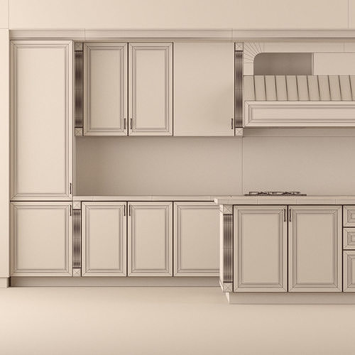 Kitchen 5 with cabinets and marble counter tops 3D model 6
