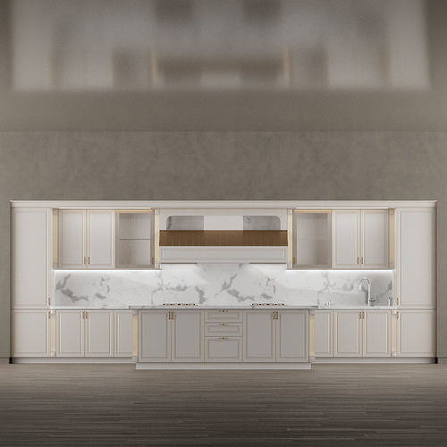 Kitchen 5 with cabinets and marble counter tops 3D model 2