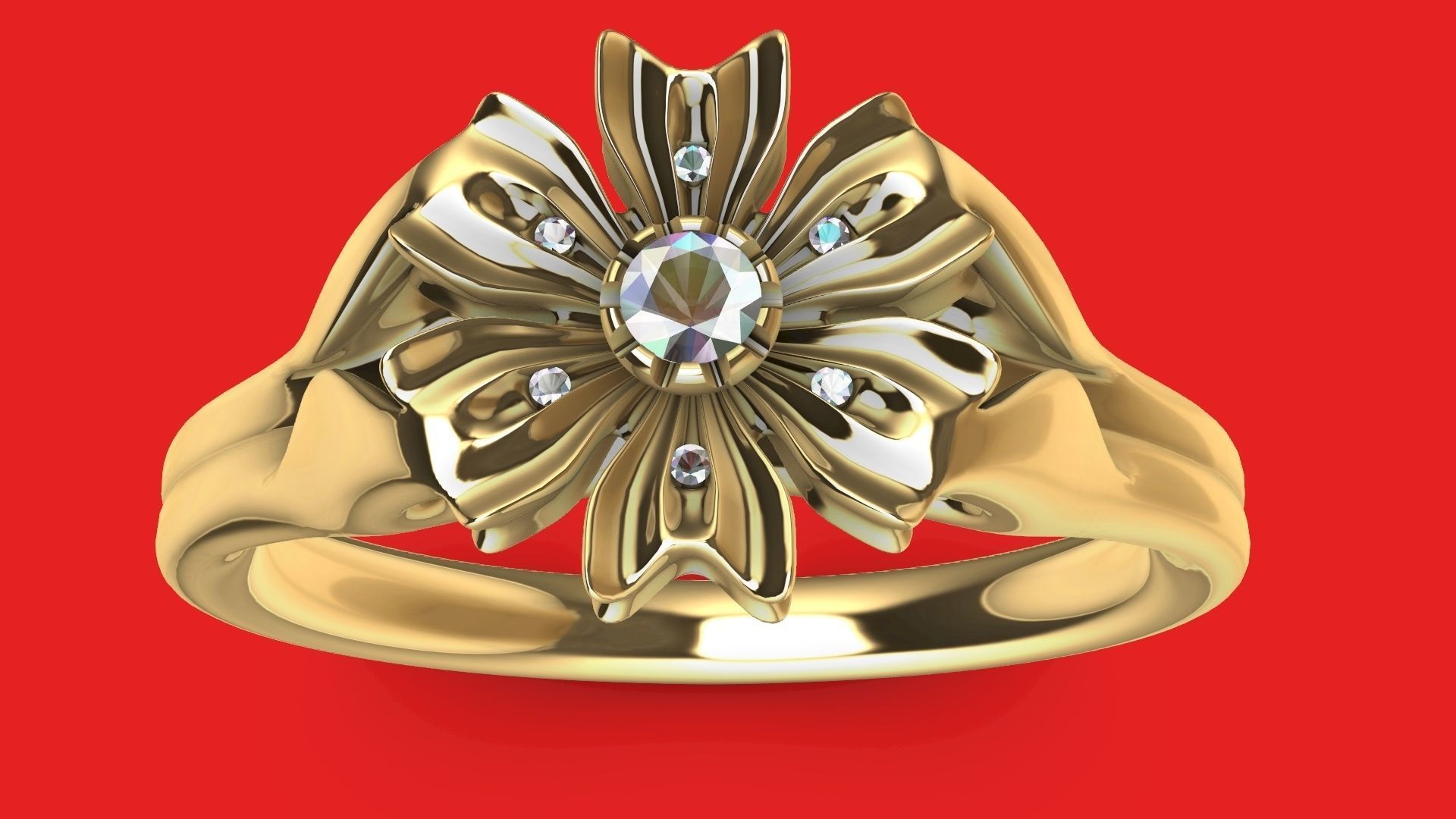 flower diamond ring stl verified 3D print model_1