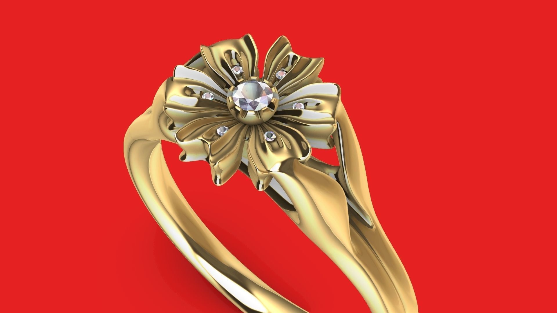 flower diamond ring stl verified 3D print model_3
